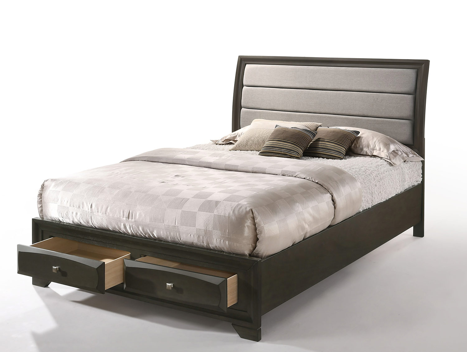 Acme Soteris Bed with Storage - Gray Fabric/Antique Gray