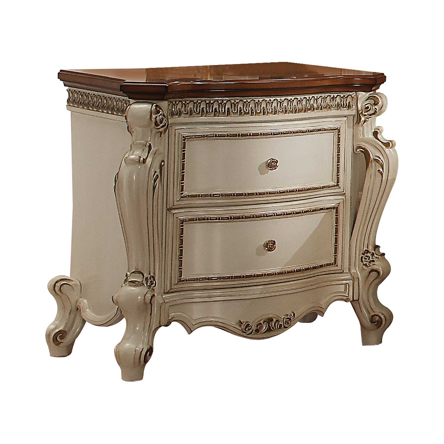 Acme Picardy Nightstand - Antique Pearl/Cherry Oak