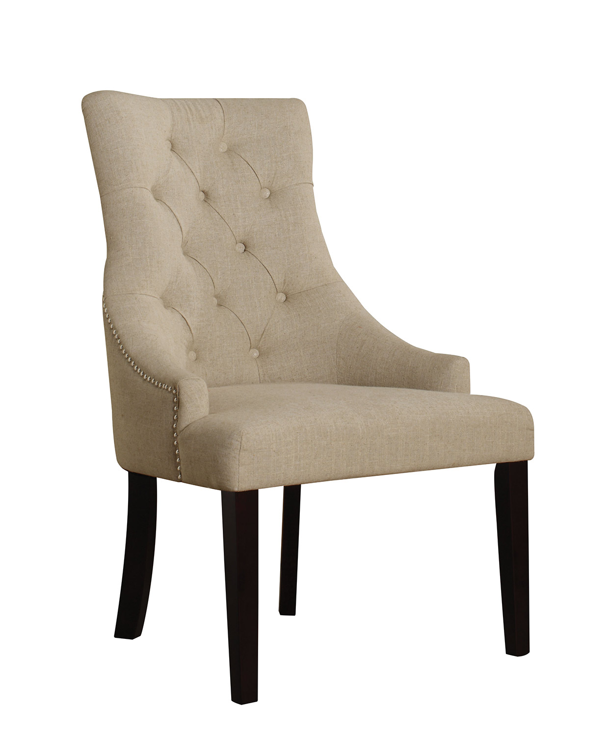 Acme Drogo Side Chair - Cream Fabric/Walnut