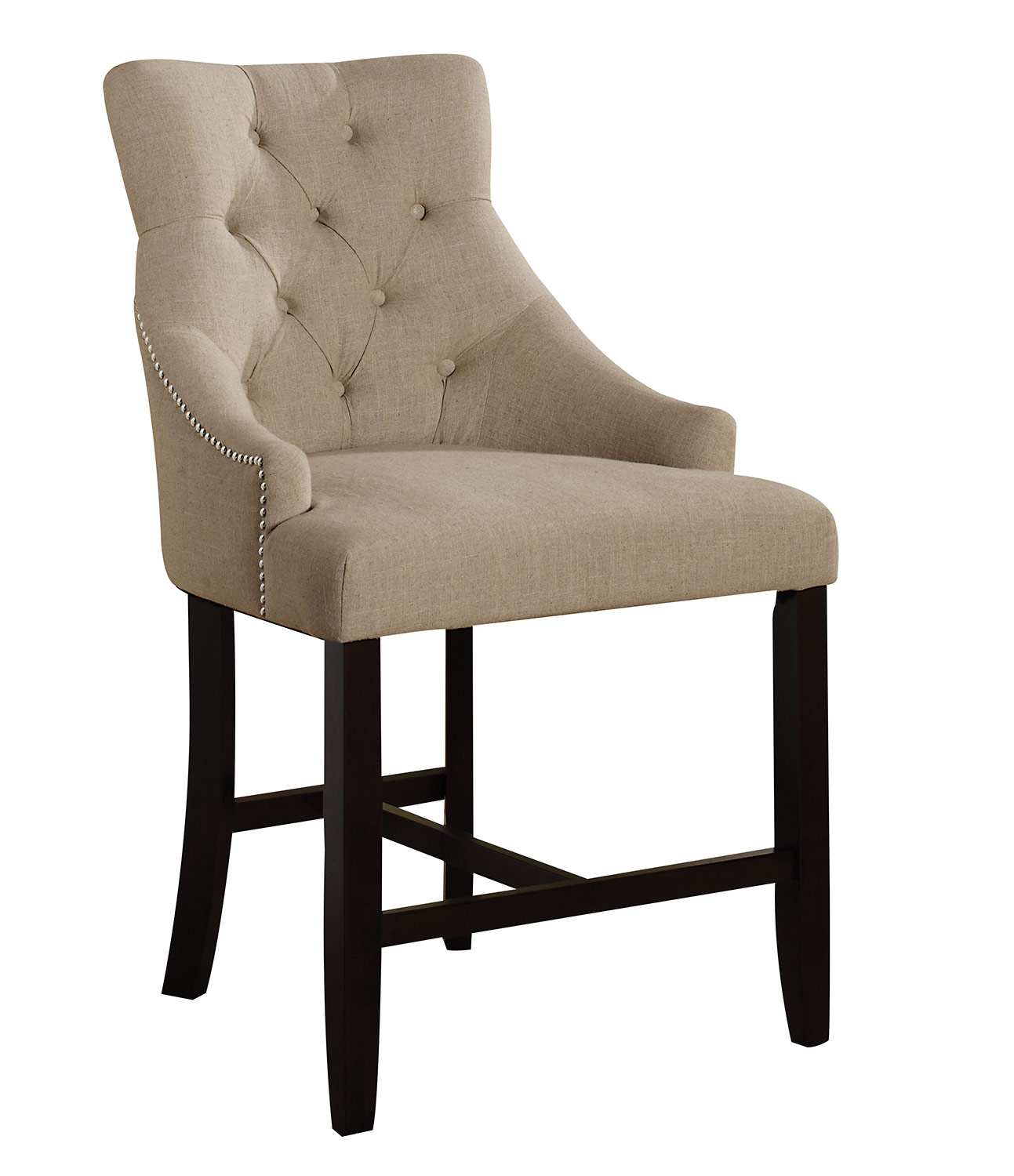 Acme Drogo Counter Height Chair - Cream Fabric/Walnut