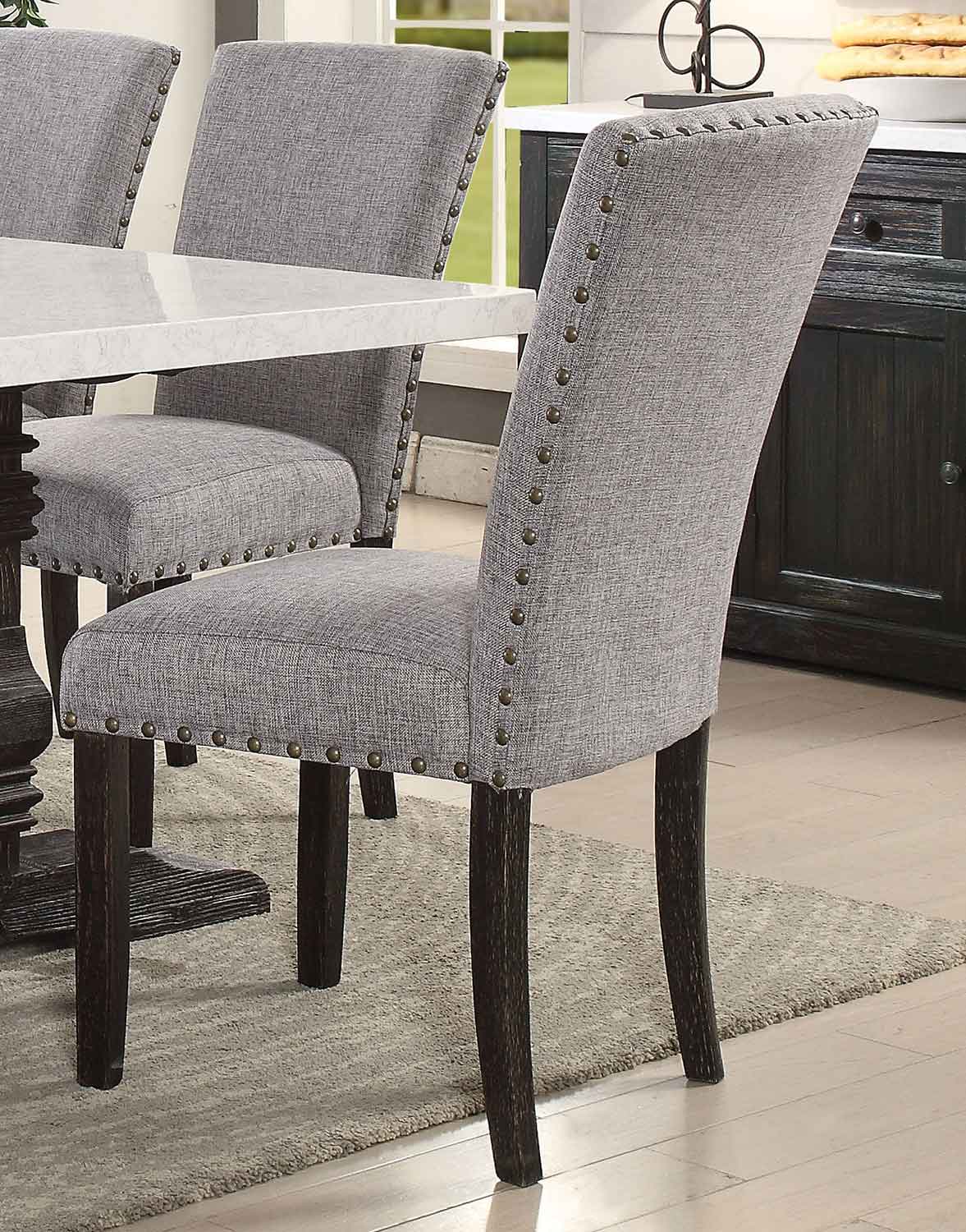 Acme Nolan Dining Set With Double Pedestal White Marblesalvage Dark Oak 60825 Din Set At