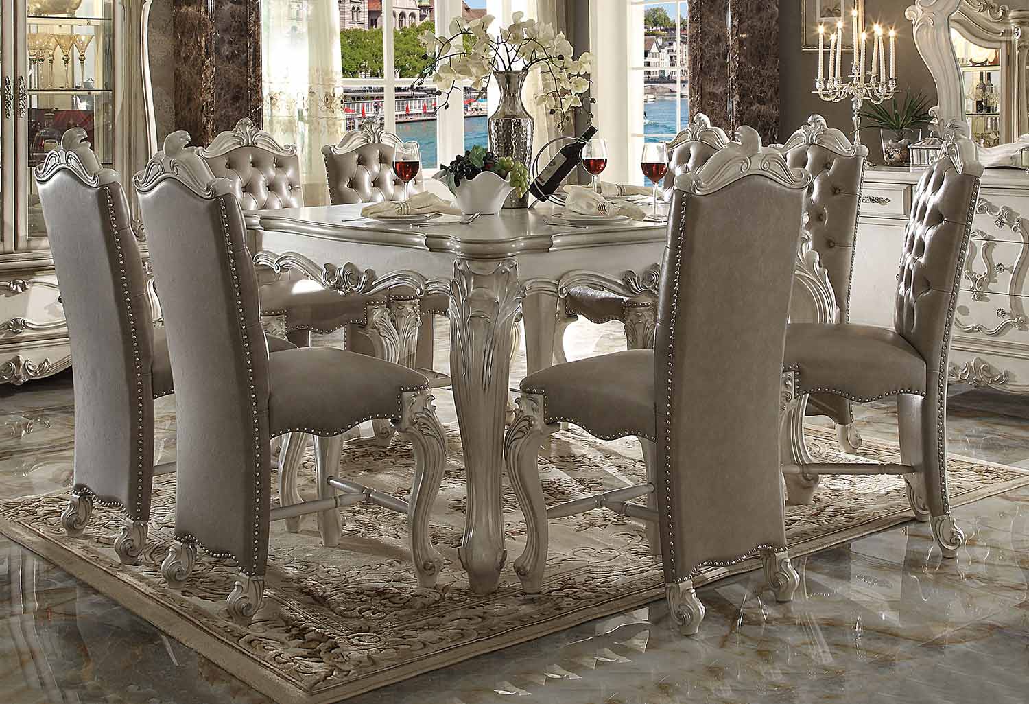 Acme Versailles Counter Height Dining Set - Bone White