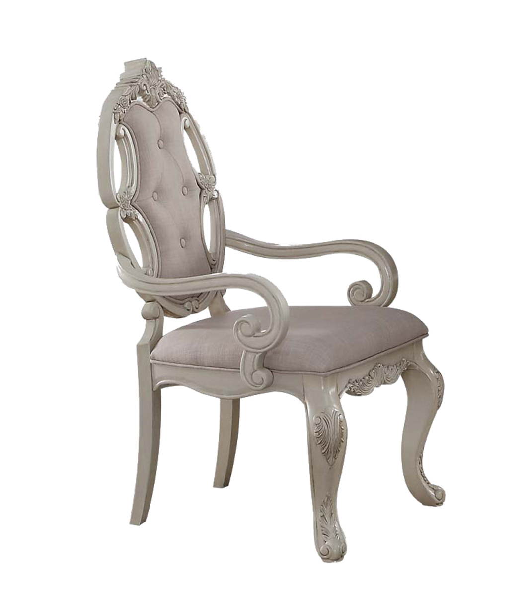 Acme Ragenardus Arm Chair - Fabric/Antique White