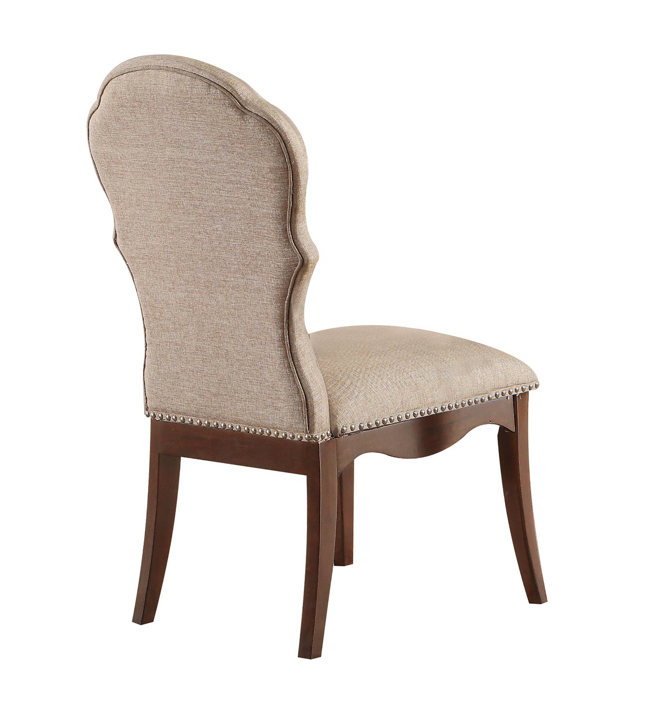 Acme Mathias Side Chair - Beige Fabric/Walnut