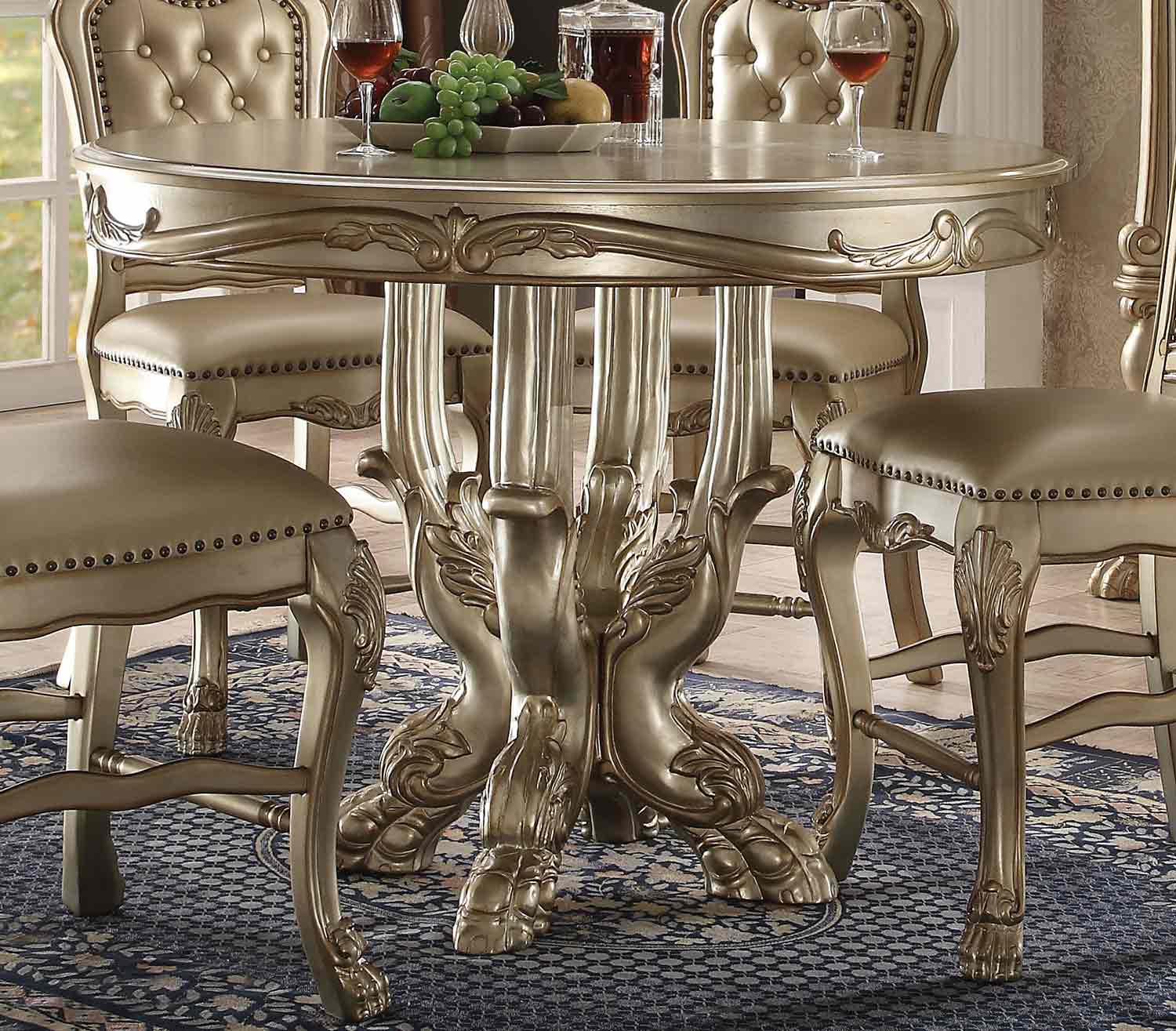 Acme Dresden Counter Height Table - Gold Patina/Bone