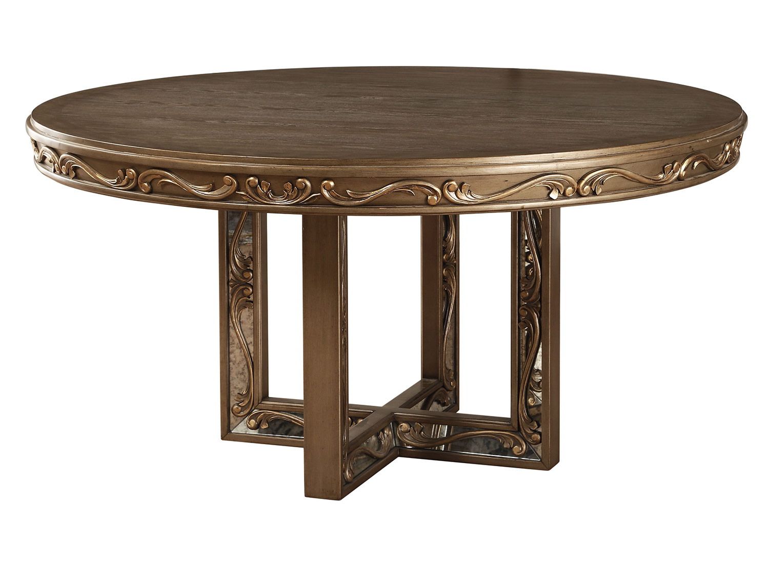 Acme Orianne Round Dining Table - Antique Gold