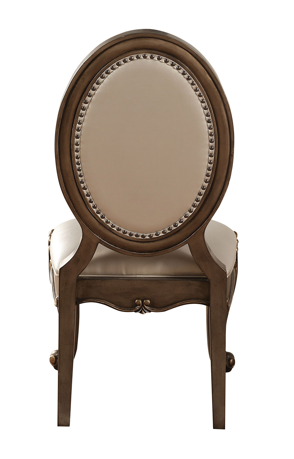 Acme Orianne Side Chair (Oval) - Champagne Vinyl/Antique Gold