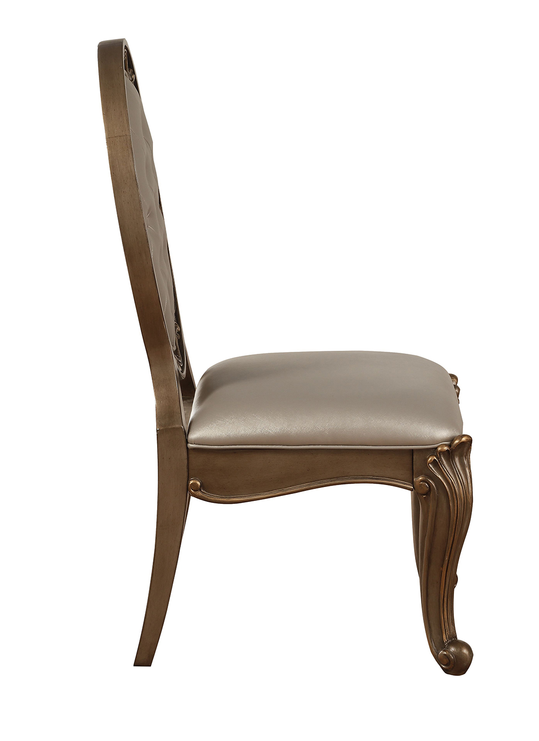 Acme Orianne Side Chair (Oval) - Champagne Vinyl/Antique Gold