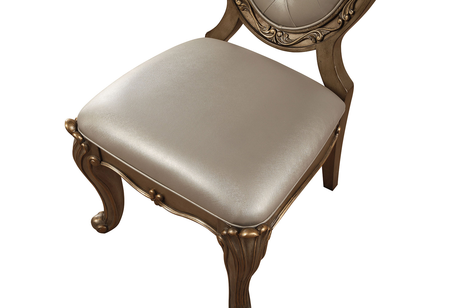 Acme Orianne Side Chair (Oval) - Champagne Vinyl/Antique Gold