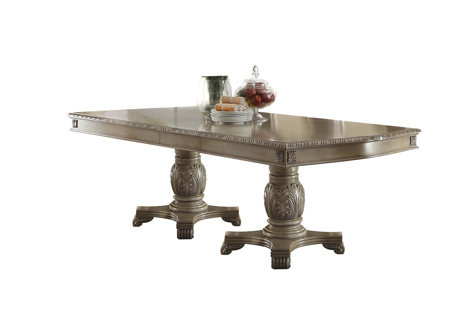 Acme Chateau de Ville Dining Table with Double Pedestal - Antique White