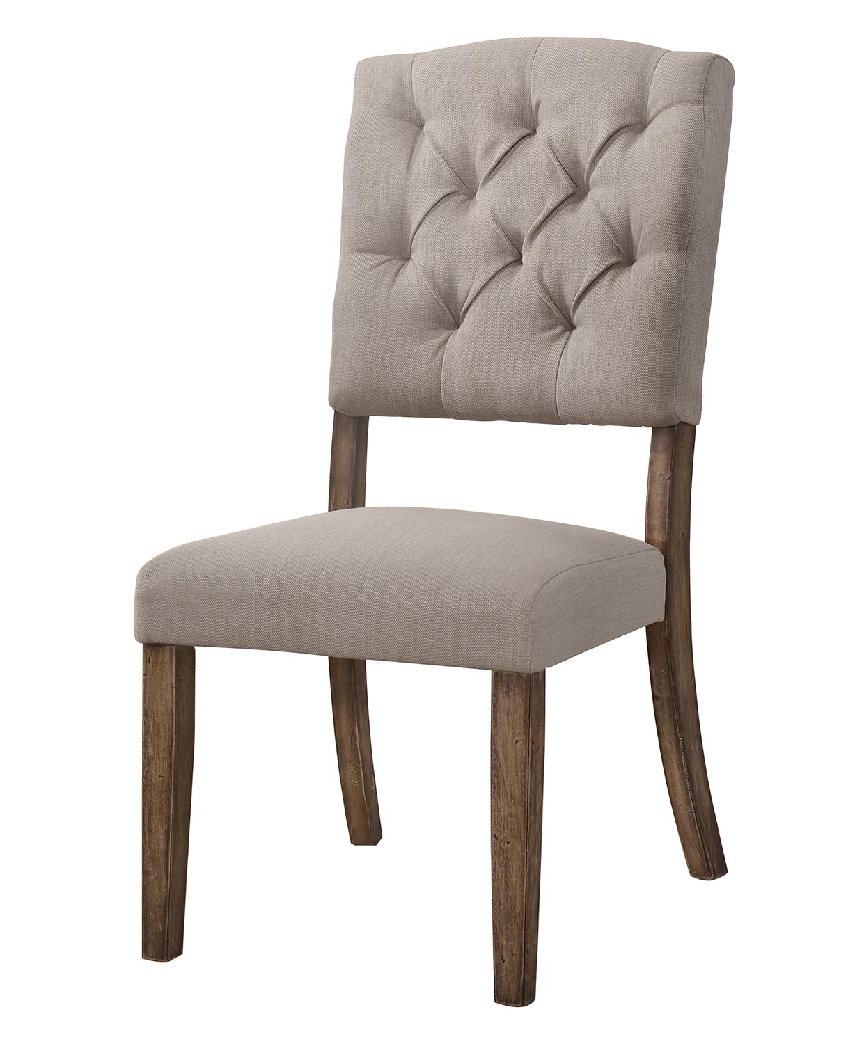 Acme Bernard Side Chair - Cream Linen/Weathered Oak