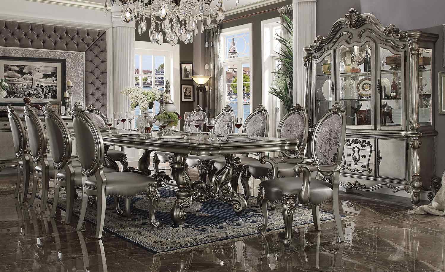 Acme Versailles Dining Set (120L Table) - Antique Platinum