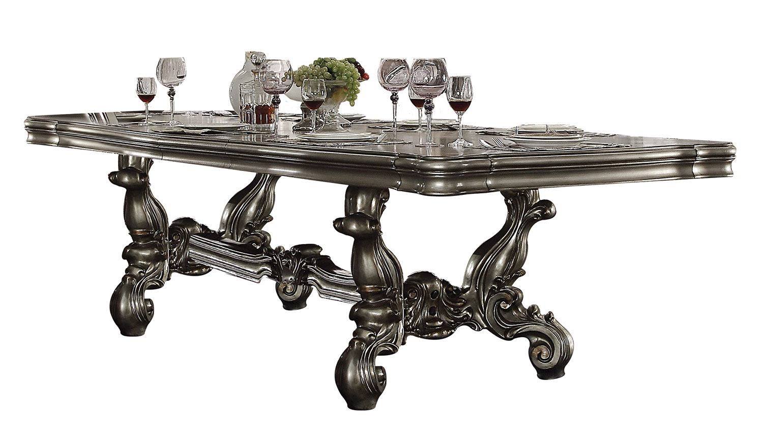 Acme Versailles Dining Table (120L) - Antique Platinum