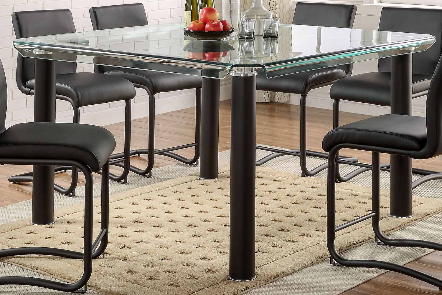 Acme Gordie Counter Height Table - Black/Clear Glass