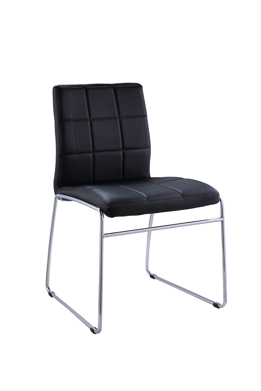 Acme Gordie Sled Metal Shape Side Chair - Black Vinyl/Chrome