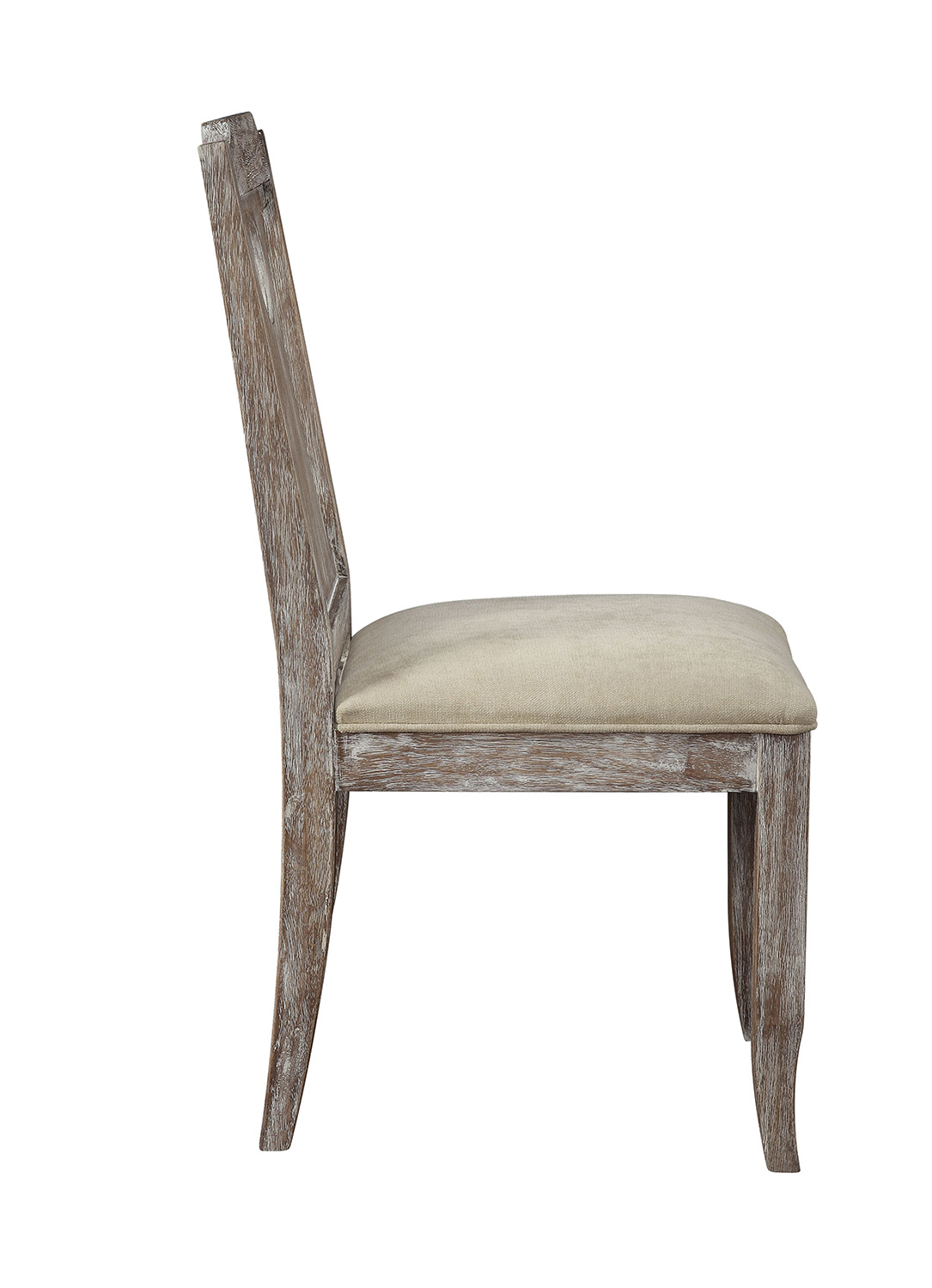 Acme Colette Side Chair - White Fabric/Reclaimed Gray Oak