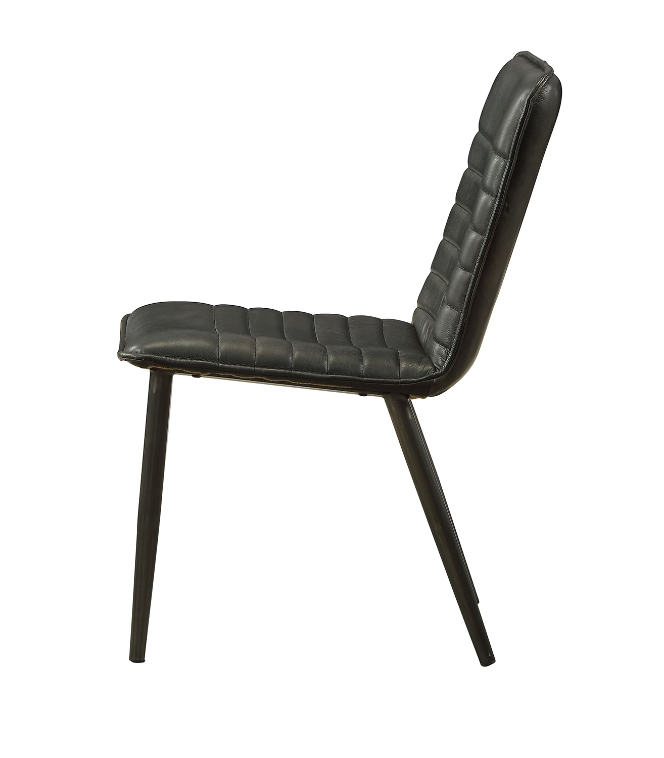 Acme Hosmer Side Chair - Black Top Grain Leather/Antique Black