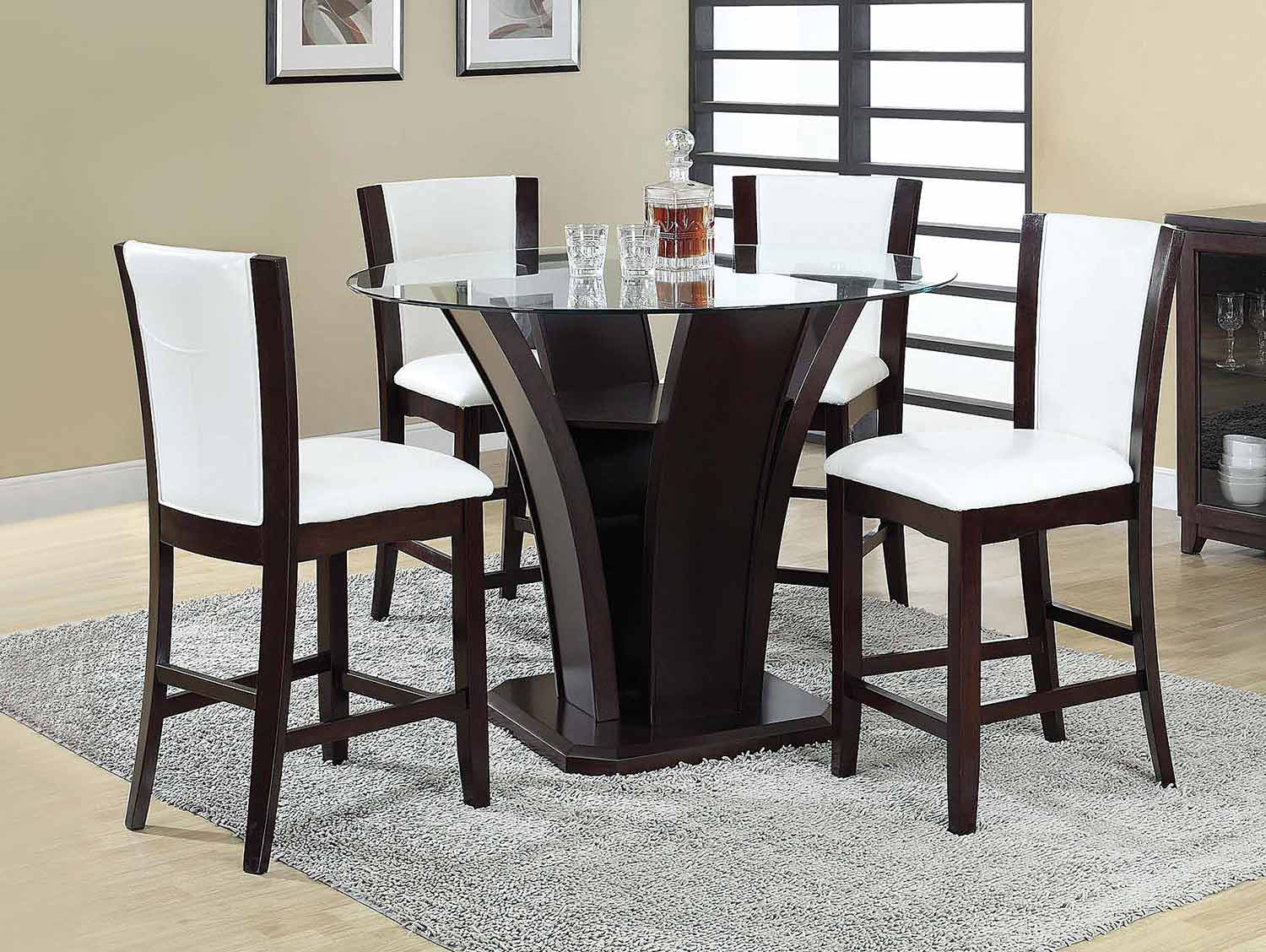 Acme Malik Counter Height Dining Set - Espresso/Clear Glass