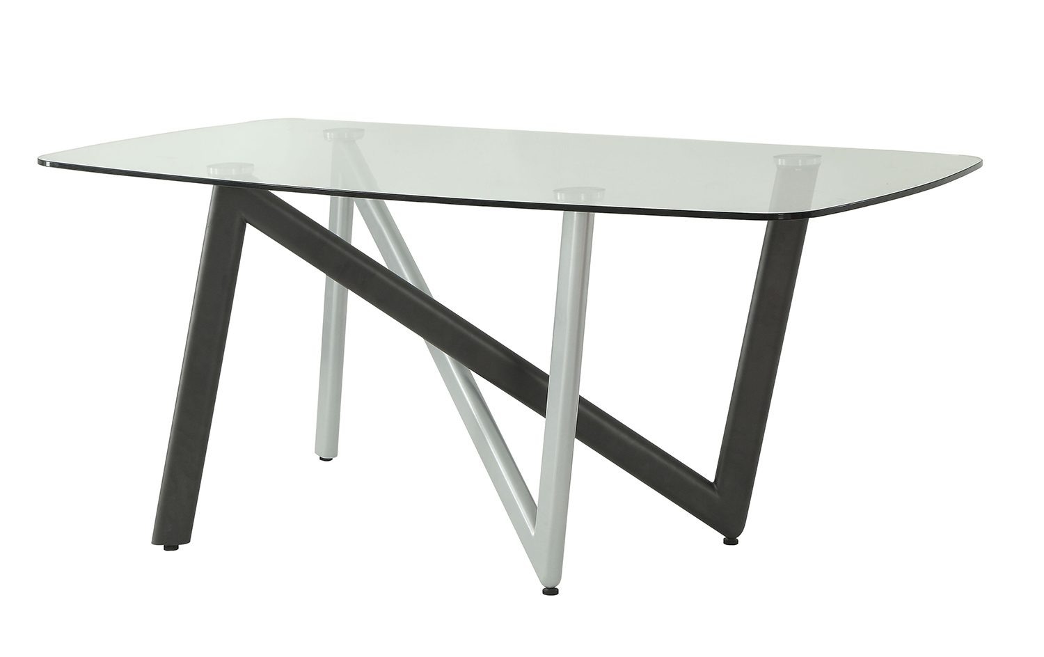 Acme Hassel Dining Table - Silver/Gunmetal/Clear Glass
