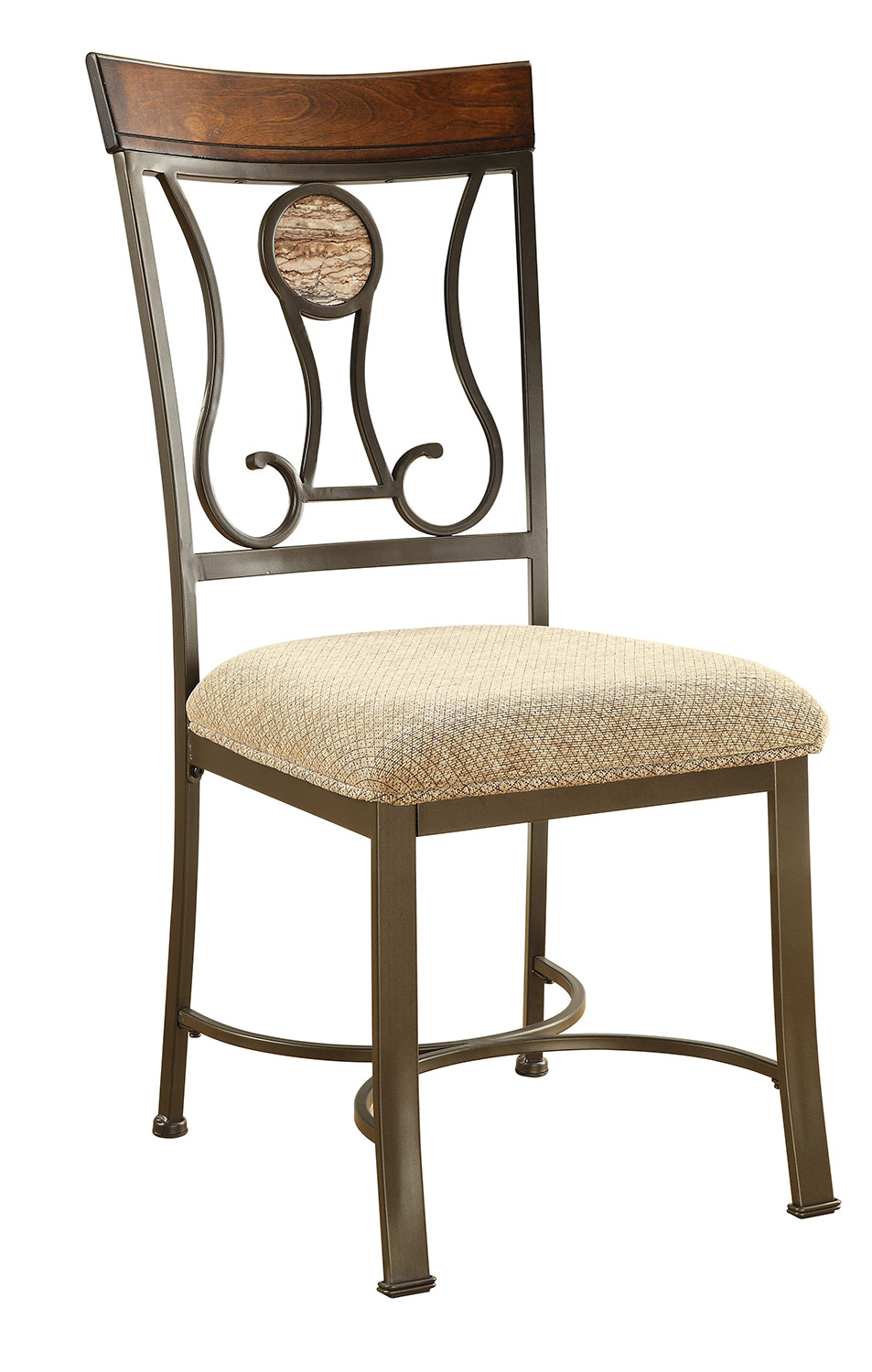 Acme Barrie Side Chair - Faux Marble/Cherry Oak/Dark Bronze