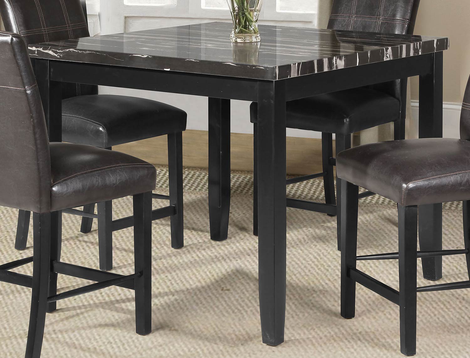 Acme Blythe Counter Height Table - Faux Marble/Black