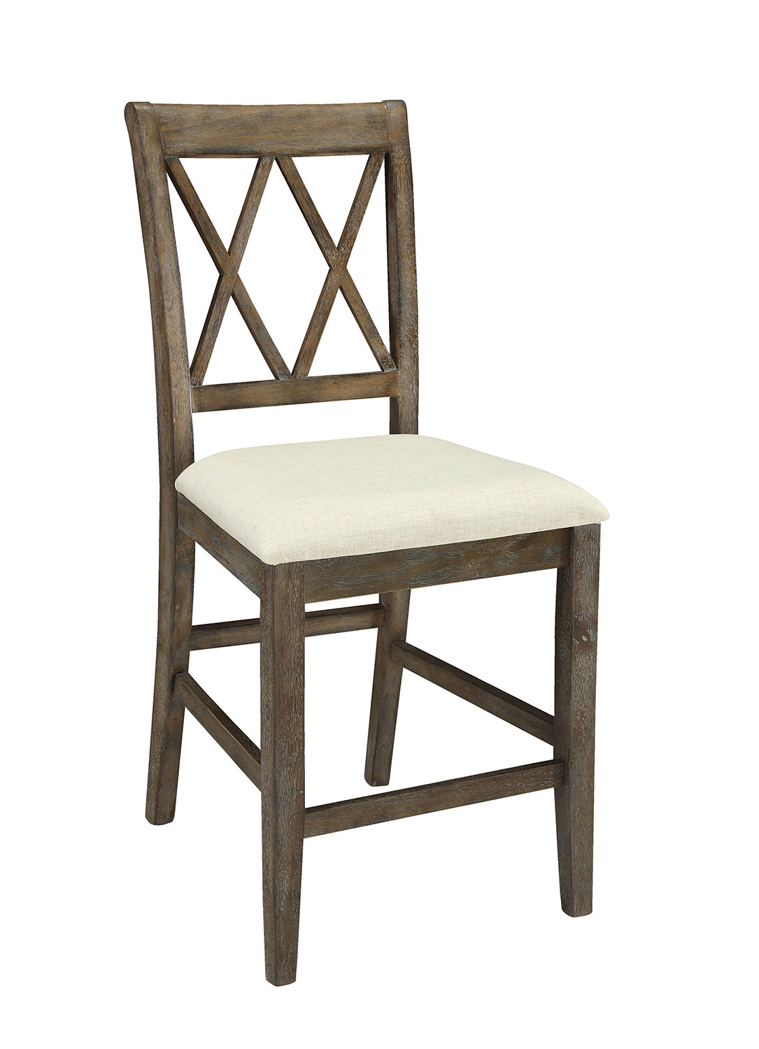 Acme Claudia Counter Height Chair - Beige Linen/Salvage Brown
