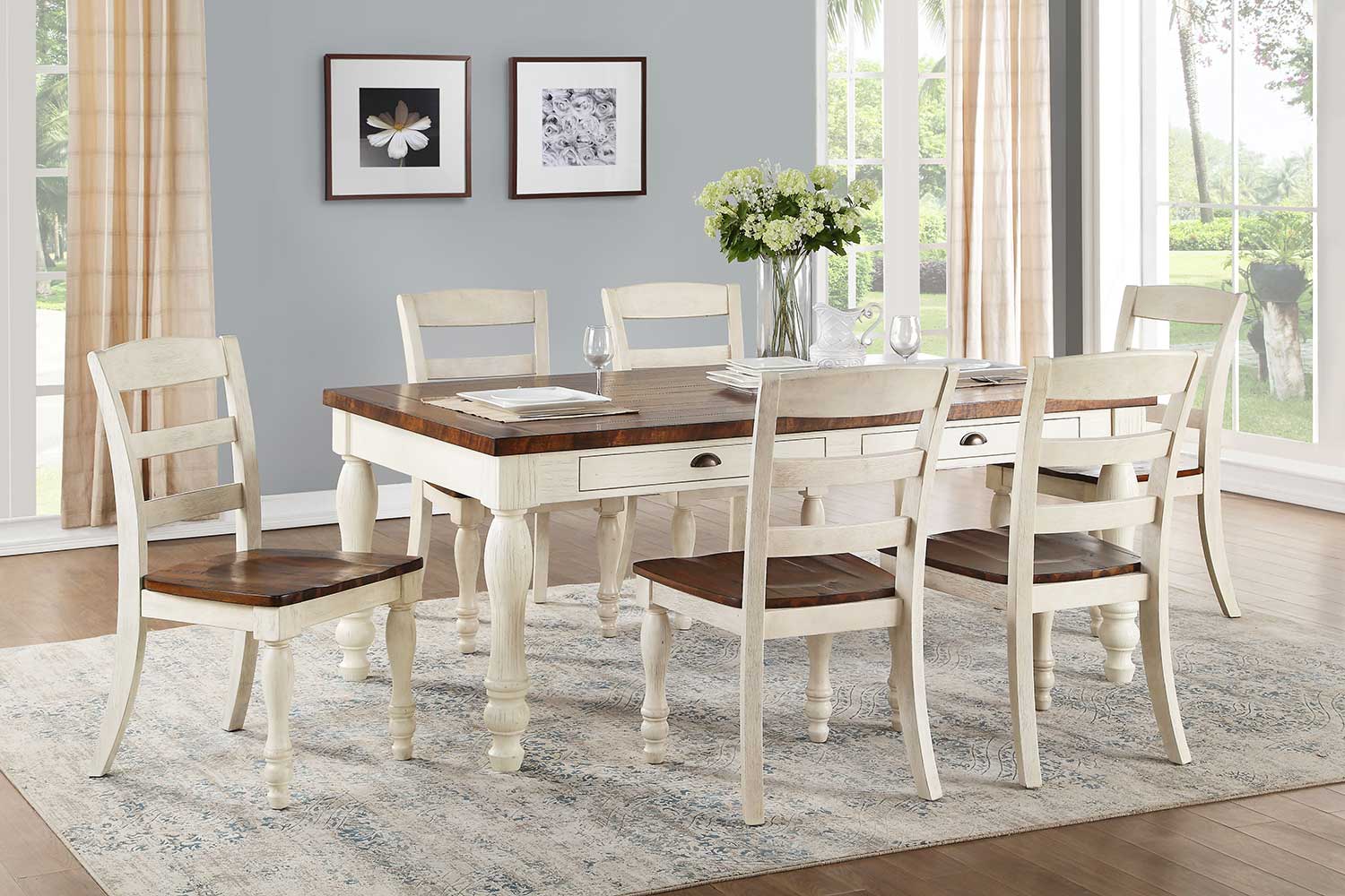 Acme Britta Dining Set - Walnut/White Washed