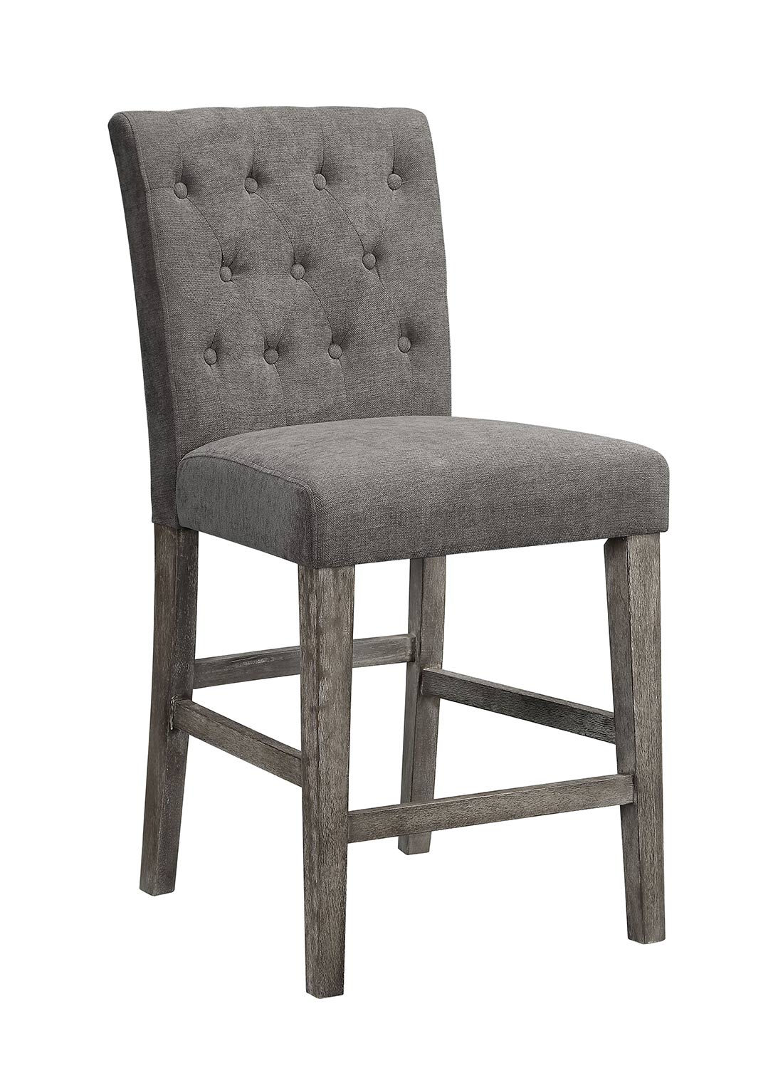 Acme Carmelina Counter Height Chair - Gray Velvet/Weathered Gray Oak