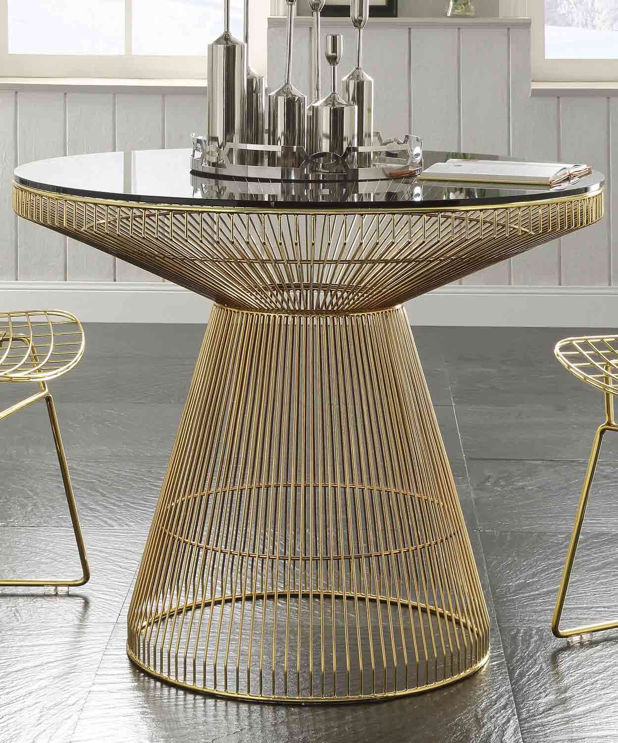 Acme Rasia (Rianne) Dining Table - Gold/Clear Glass