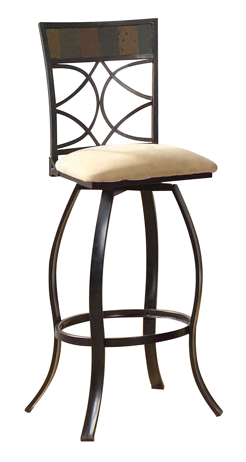Acme Pansy Bar Chair with Swivel - Beige Fabric/Black