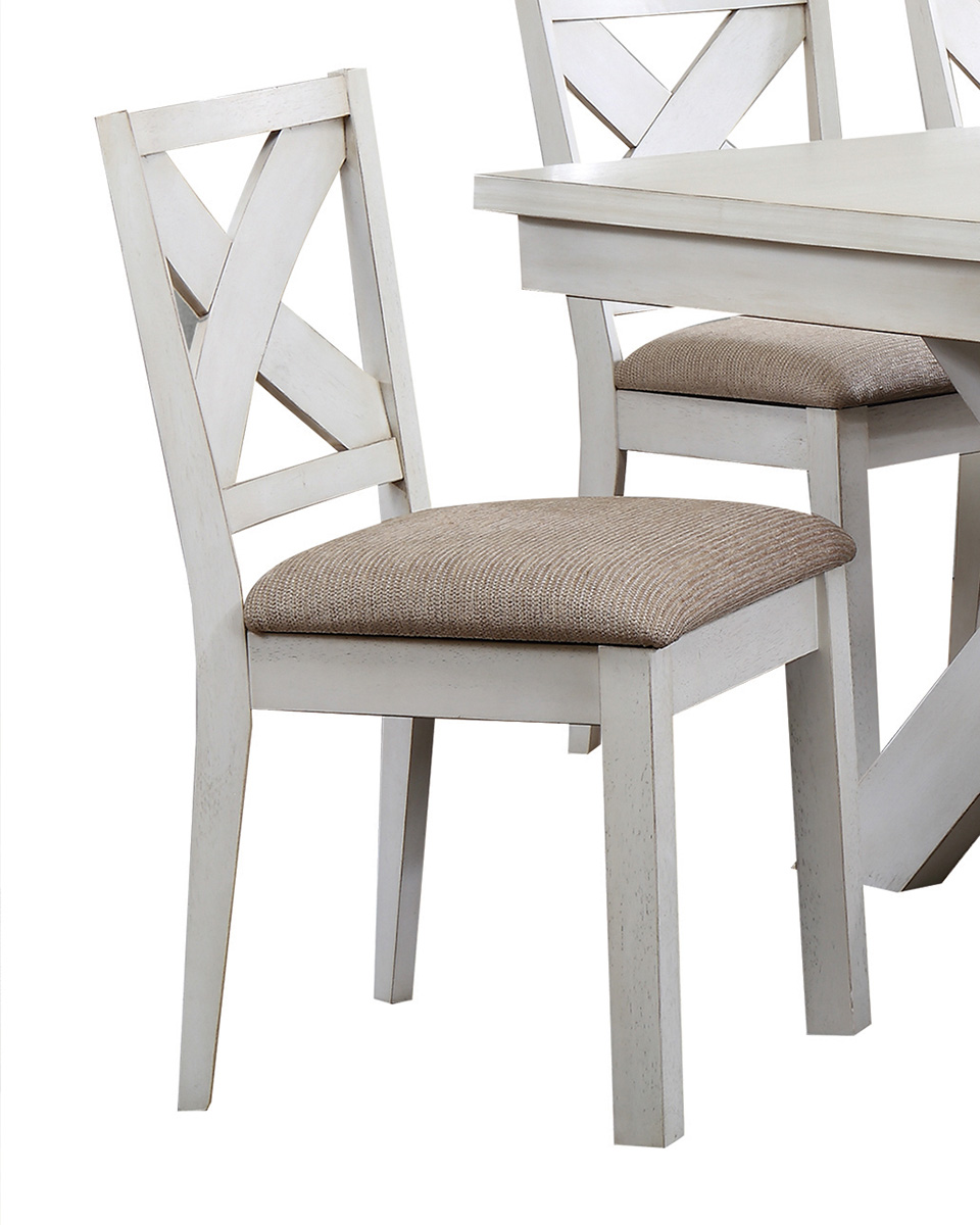 Acme Apollo Side Chair - Fabric/Antique White