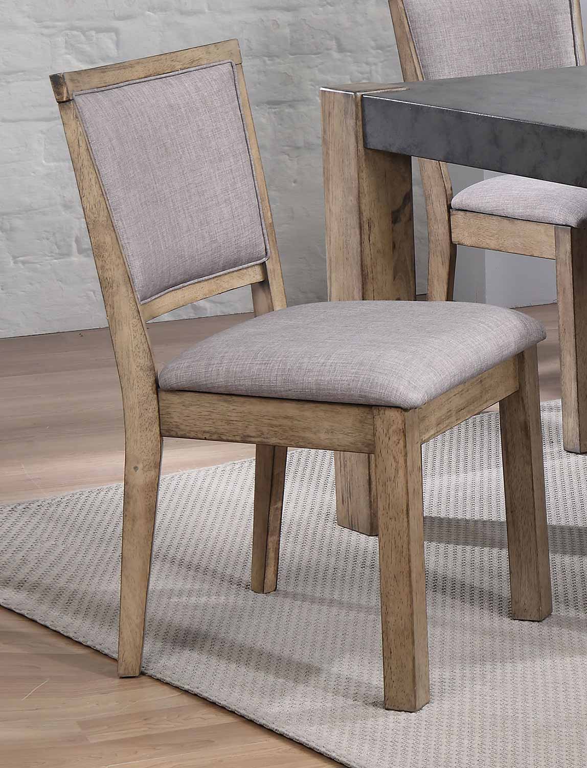 Acme Paulina II Side Chair - Fabric/Rustic Oak