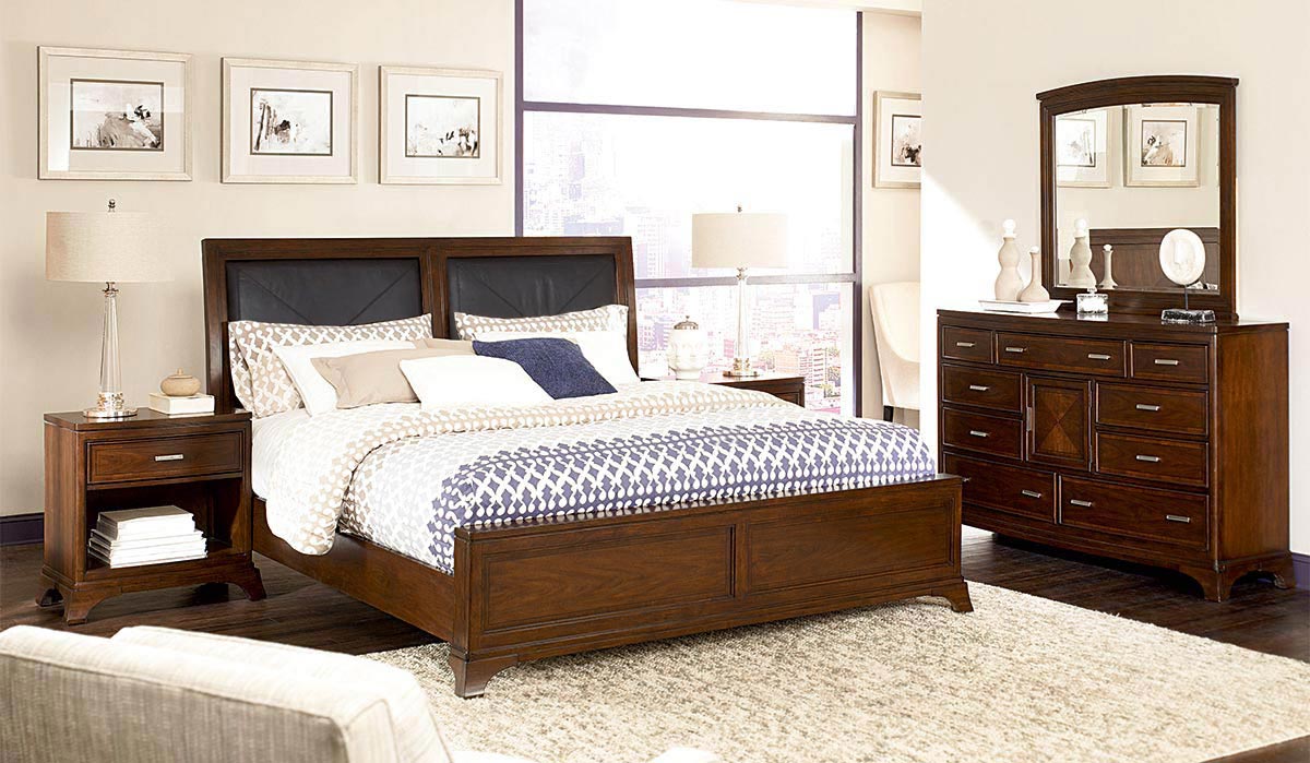 American Drew Essex Leather Accent Bed