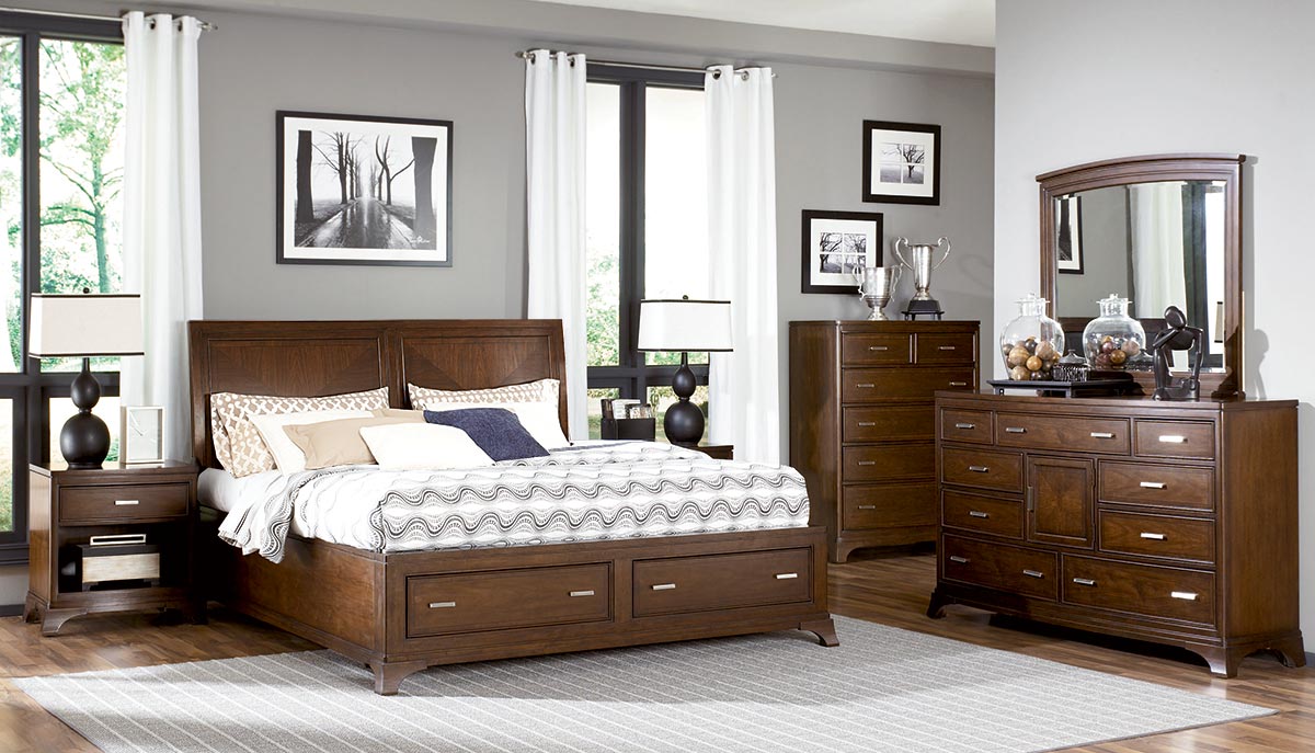 American Drew Essex Low Profile Sleigh Bed With Storage Footboard Set American Drew Essex Low Profile Sleigh Bed With Storage Footboard Set