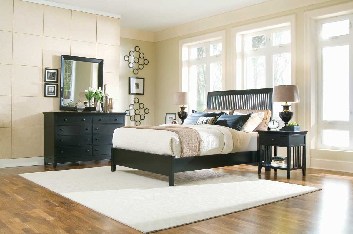 American Drew Sterling Pointe Slat Bed Collection Black American Drew Sterling Pointe Slat Bed Collection Black