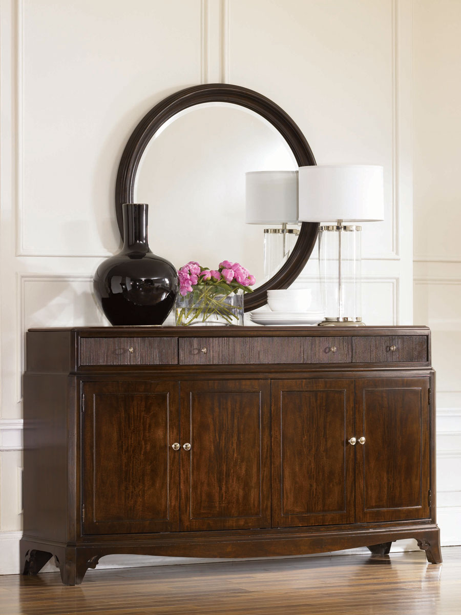 American Drew Sonata Bowed Credenza with Wood Top