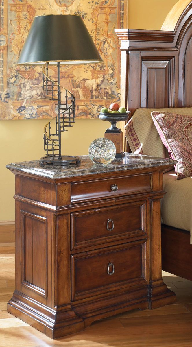 American Drew European Traditions Night Stand with Stone Top