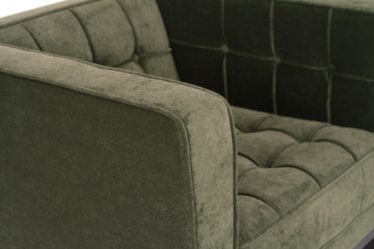Armen Living Roxbury Arm Chair Tufted Green Fabric