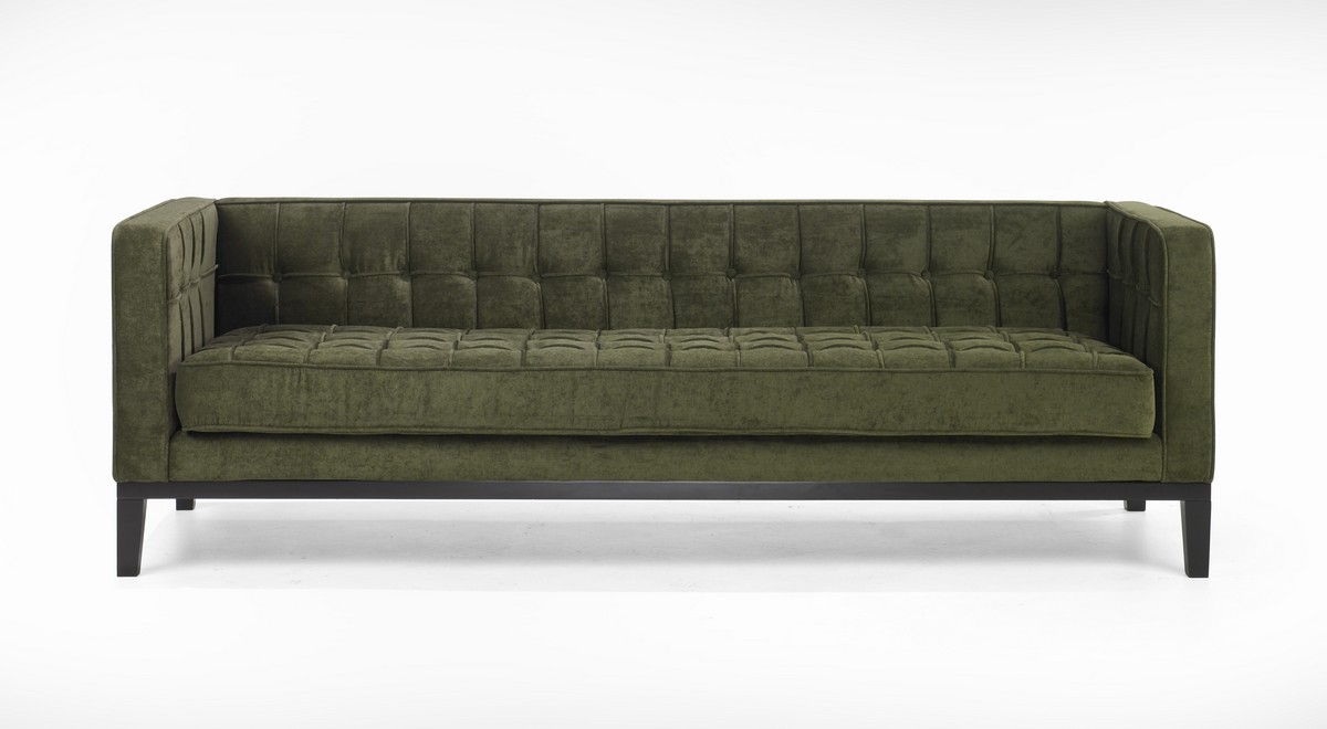 Armen Living Roxbury Sofa Tufted Green Fabric