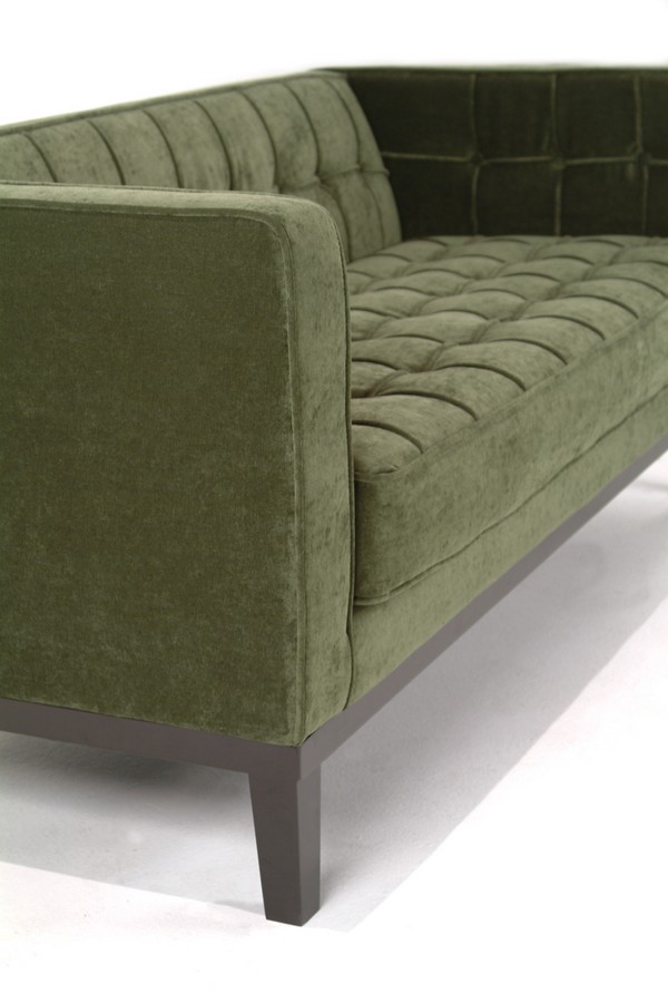 Armen Living Roxbury Sofa Tufted Green Fabric