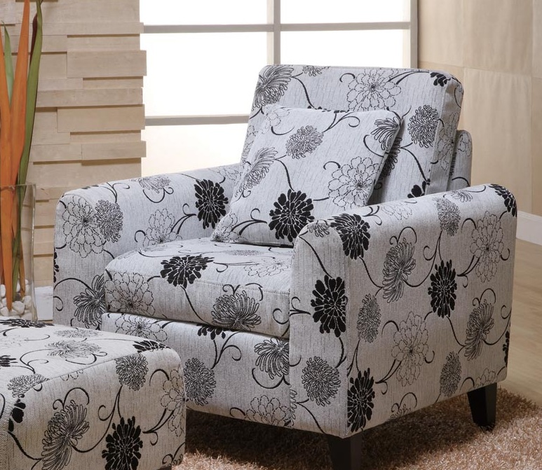 Armen Living Marietta Black and White Floral PilloBack Club Chair Armen Living Marietta Black and White Floral PilloBack Club Chair