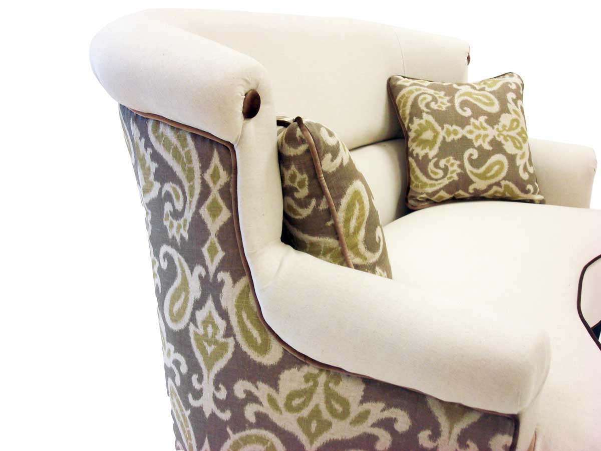 Armen Living Deerfield Ikat Fabric Sofa - Green and Cream