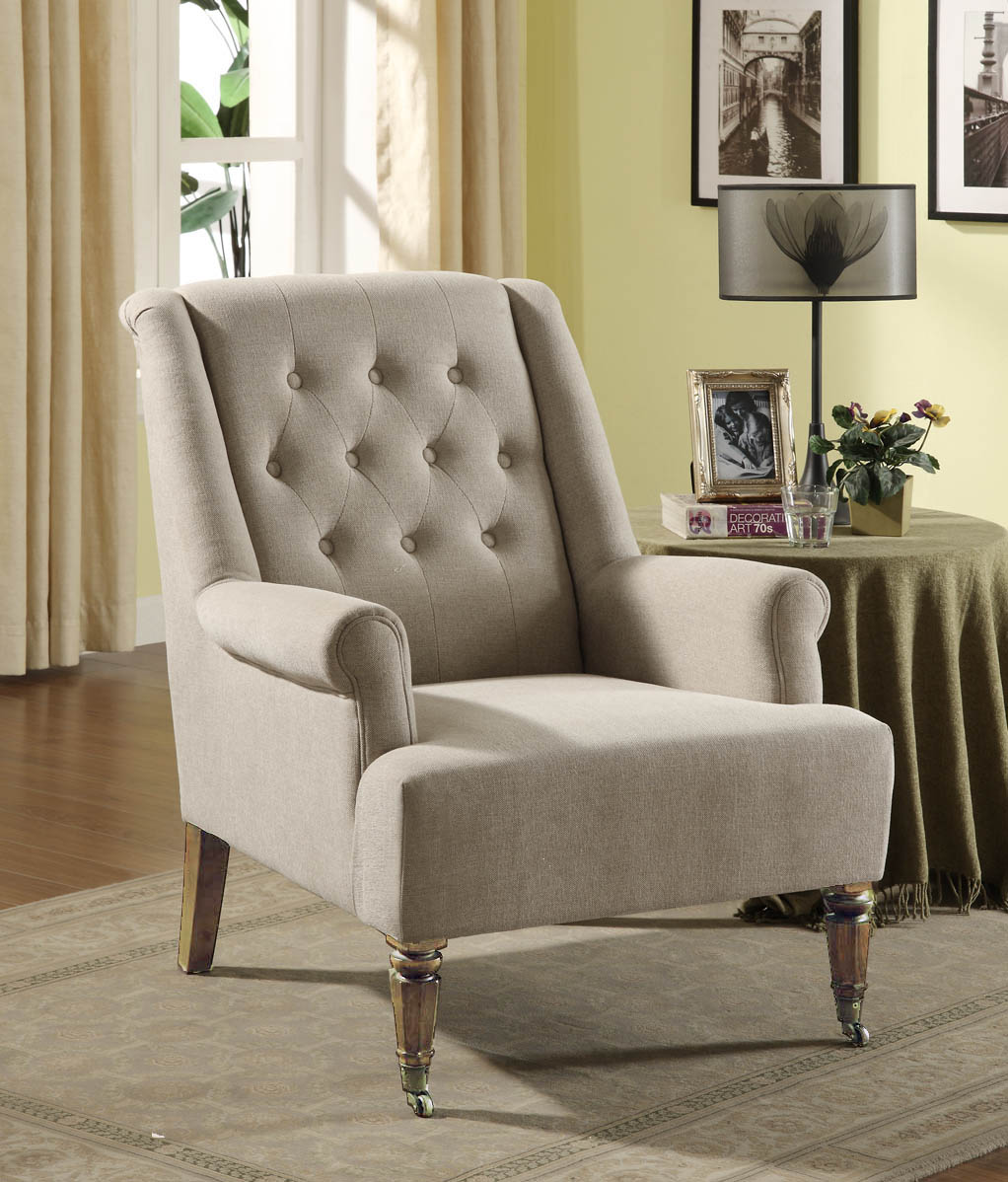 Armen Living Albert Chair - Sand Linen Fabric Armen Living Albert Chair - Sand Linen Fabric