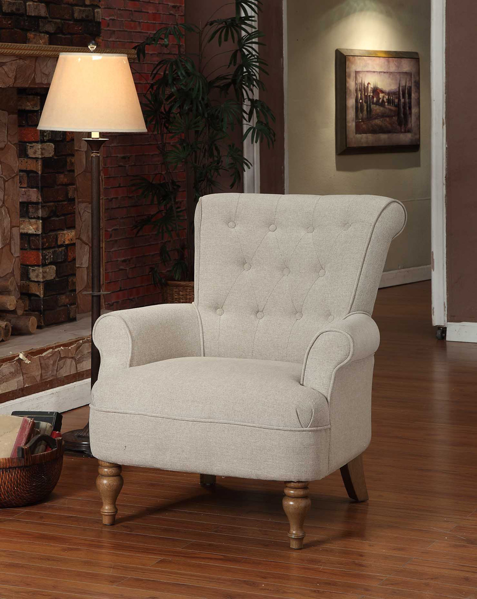 Armen Living Hudson Chair - Sand Linen Fabric Armen Living Hudson Chair - Sand Linen Fabric