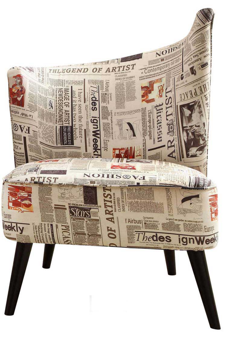 Armen Living Elegant Accent Chair - Newspaper Fabric
