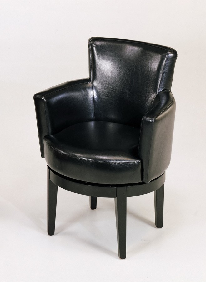 Armen Living Black Leather Swivel Club Chair Armen Living Black Leather Swivel Club Chair