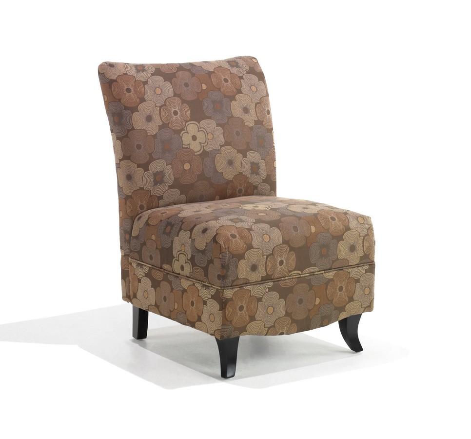 Armen Living Malibu Armless Club Chair - Brown Floral Fabric Armen Living Malibu Armless Club Chair - Brown Floral Fabric