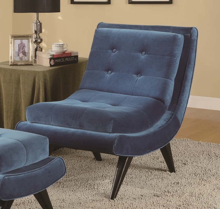 Armen Living 5th Avenue Armless Swayback Lounge Chair - Cerulean Blue Fabric