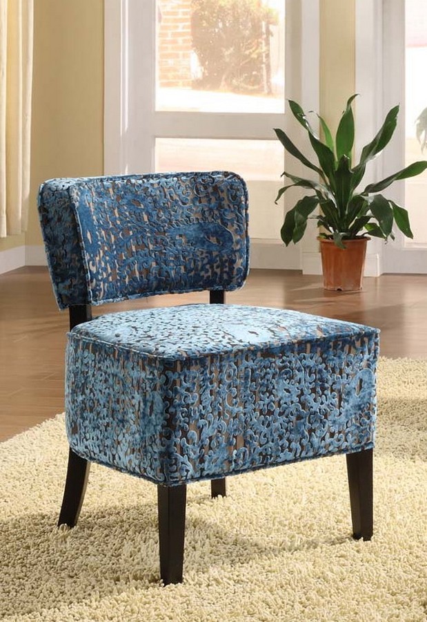 Armen Living St Croix Armless Club Chair In A Blue Velvet Fabric Armen Living St Croix Armless Club Chair In A Blue Velvet Fabric