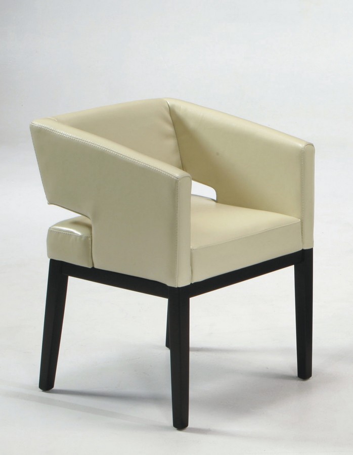 Armen Living Arm Chair Leather Cream My-8166 - Espresso Wood Armen Living Arm Chair Leather Cream My-8166 - Espresso Wood